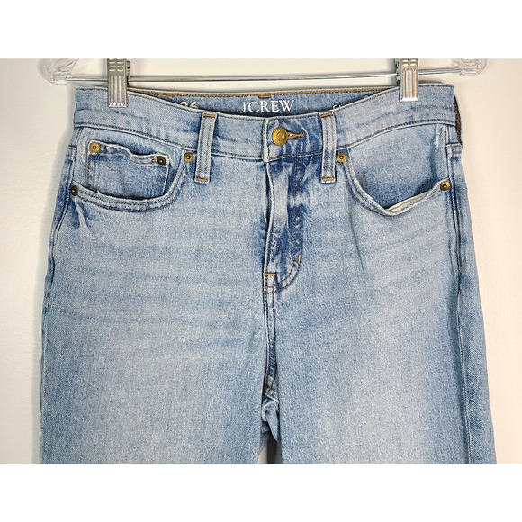 J CREW 90's Classic Straight Leg Jeans 26 High Rise Blue Light Wash 28 Inseam - Picture 3 of 11
